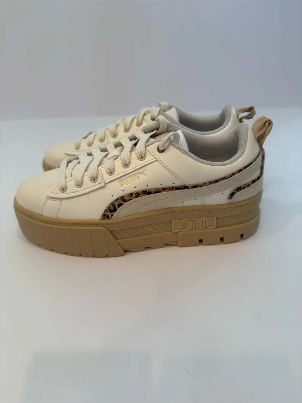 PUMA Mayze UT Leo Platform Sneakers White Leopard - NWOT Excellent Condition 9.5